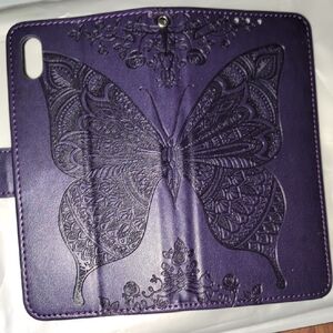 Purple Butterfly Embossed Wallet Case